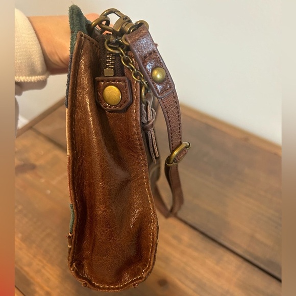 The Sak Brown Leather Suede Patchwork Shoulder Bag - Brown, Navy, Teal, Tan - Picture 6 of 7